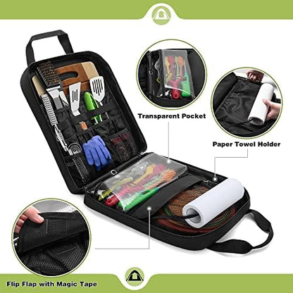 HODRANT Hanging Camp Utensil Organizer with Towel Paper Holder for Travel