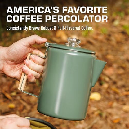 COLETTI Bozeman Color Series Percolator Coffee Pot — Camping Coffee Makers — Camping’s Favorite Percolator – NO Aluminum or Plastic (Camp Green, 9 Cup)
