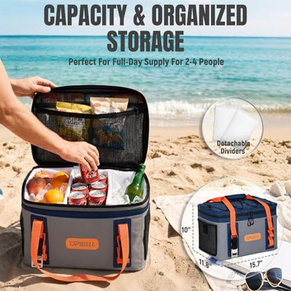 UPWELL Paddle Board Accessories, Waterproof SUP Cooler Bag with TPU Zipper, PVC Dry Bag, 42 Cans Surf Kayak Cooler
