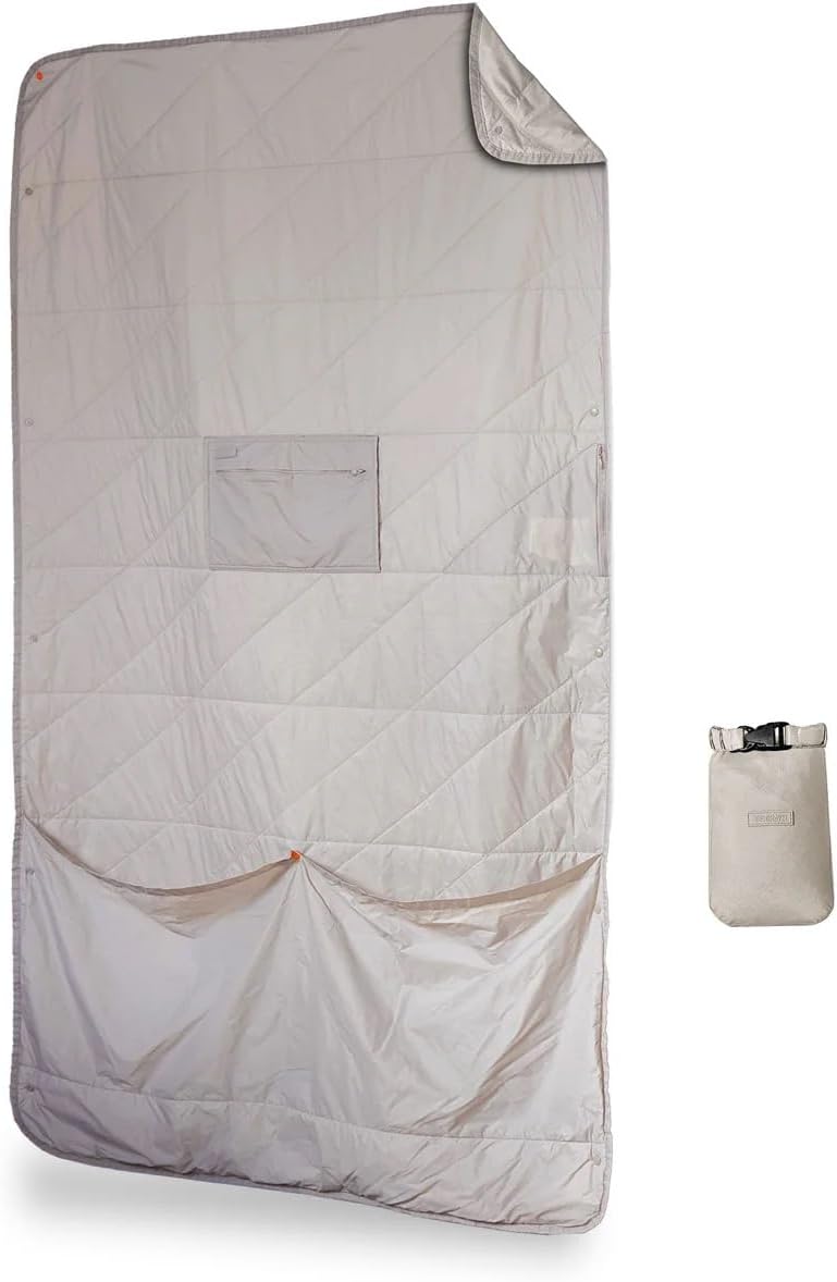 Gravel Layover Travel Blanket – Lightweight, Compact, and Warm with Carry Pouch (Gray)