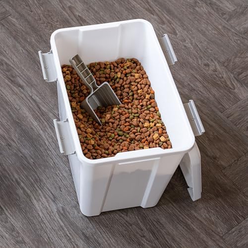 IRIS USA Dog Food Storage Container, Up to 30 lbs, White, Made in USA