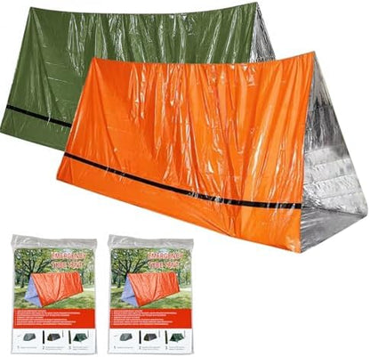 Emergency Survival Tent Shelter, 1 or 2 Person Emergency Tent with Emergency Whistle Emergency Shelter,Life Tube Tent for Camping,Hiking, Backpacking