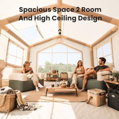 Inflatable Tents for Camping, Large Blow Up Tent with Hand Pump, Easy Setup InflatableTent 4 Season Tent, Waterproof Oxford Air Glamping Tents for Camping Adult 4/6/8/10/12 Person