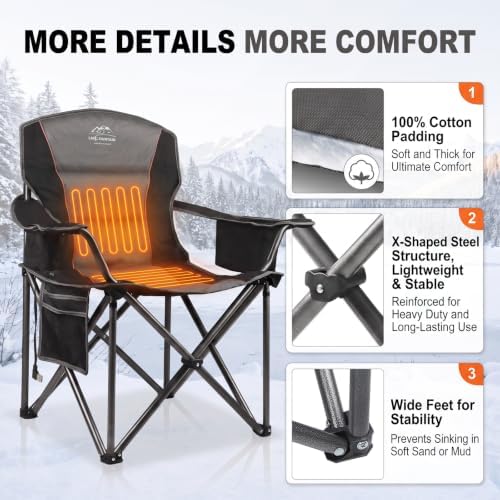 2 Pack Heated Oversized Camping Chairs (Battery NOT Included)