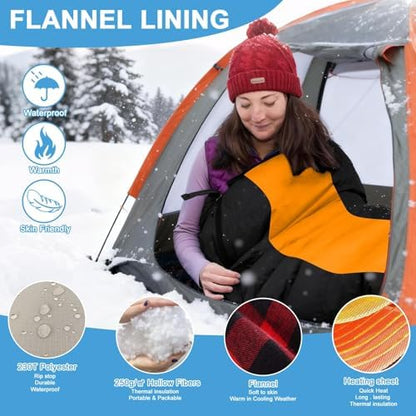 Heated Sleeping Bags for Adults Camping Cold Weather, 95–149°F for 4-Season
