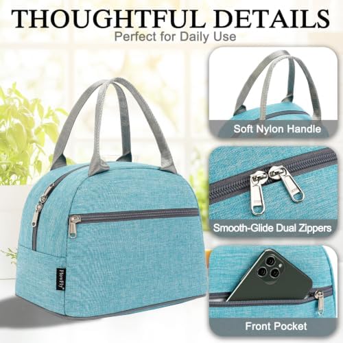 FlowFly Insulated Lunch Cooler Bag - Tote Bag Organizer for Women/Men, Sea Blue
