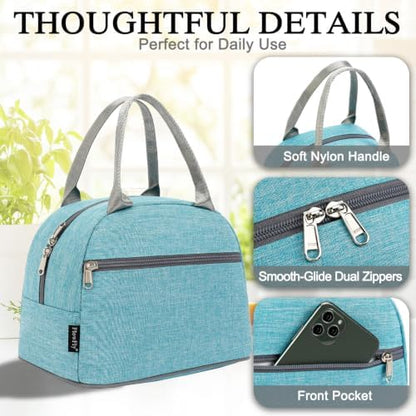 FlowFly Insulated Lunch Cooler Bag - Tote Bag Organizer for Women/Men, Sea Blue