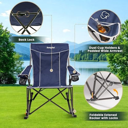 SUNNYFEEL 2 Pack Oversized Folding Rocking Camping Chair 500lbs
