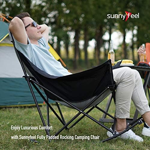 SUNNYFEEL Oversized Folding Rocking Camping Chair for Adults, 500lbs Grey