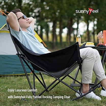 SUNNYFEEL Oversized Folding Rocking Camping Chair for Adults, 500lbs Grey