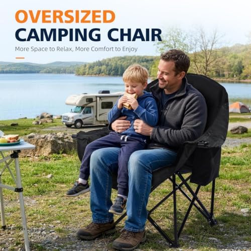 Oversized Camping Chair - Heavy Duty Folding Lawn Chair for Adults