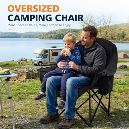 Oversized Camping Chair - Heavy Duty Folding Lawn Chair for Adults