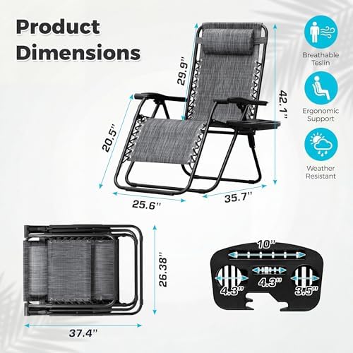 Homall Zero Gravity Chair Patio Folding Lawn Lounge Reclining Chair