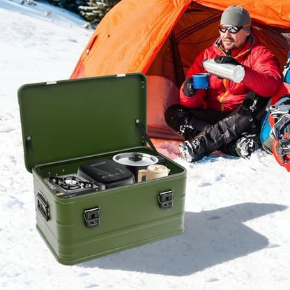 Aluminum Storage Box with Lid, 50L/13.21Gal Heavy Duty Overland Storage Box Stackable Trunk Organizer with Handles & Latches for Truck Bed SUV Camping Outdoor Home Organization