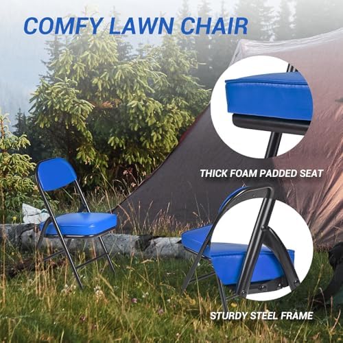 Mini Padded Folding Stool - 12.2 Inch Camping Blue 1-Pack