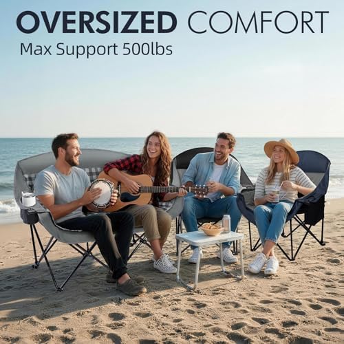 Oversized Camping Chairs for Adults - Heavy Duty Padded Outdoor Camp Chair