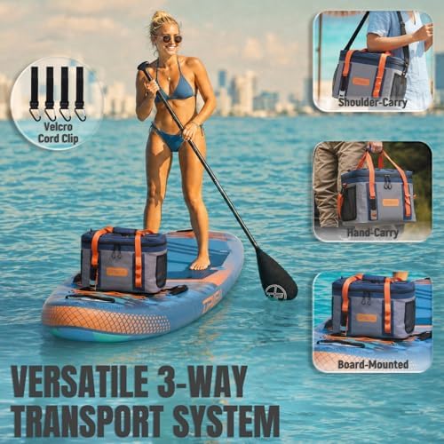 UPWELL Paddle Board Accessories, Waterproof SUP Cooler Bag with TPU Zipper, PVC Dry Bag, 42 Cans Surf Kayak Cooler