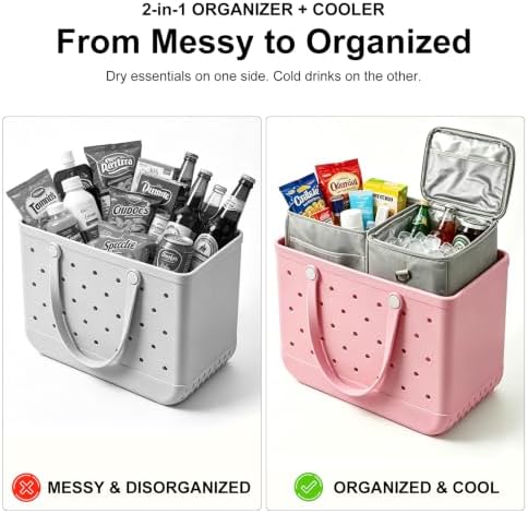 2 in1 Cooler Organizer Insert for XLarge Bogg Bag Dry & Wet Separation