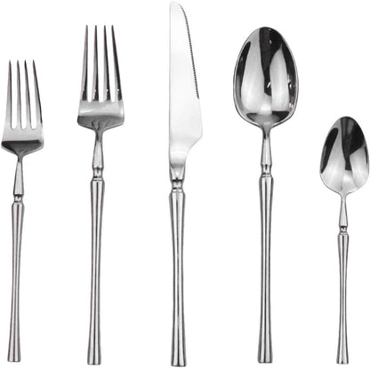 Gugrida 20 piece Silver Flatware Set 304 Stainless Steel Fork Spoon Cutlery Luxury Mirror Polished Silverware, Dishwasher Safe, Service for 4