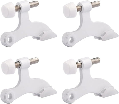 HOMOTEK 4 Pack Hinge Pin White Door Stopper,Adjustable Deluxe Heavy Duty Door Stopper 2-1/2"x1-3/4”,with White Rubber Bumper Tips