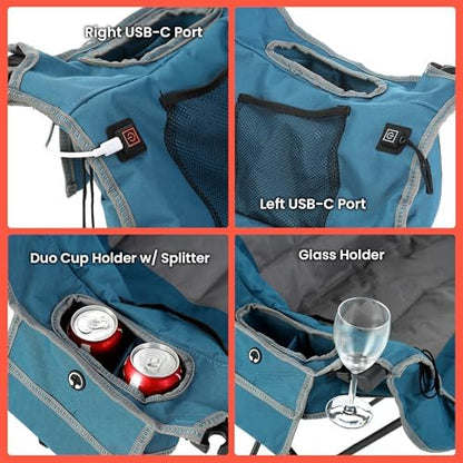 ARROWHEAD OUTDOOR 57 in Wide Duo Foldable Heated Camping Loveseat Chair