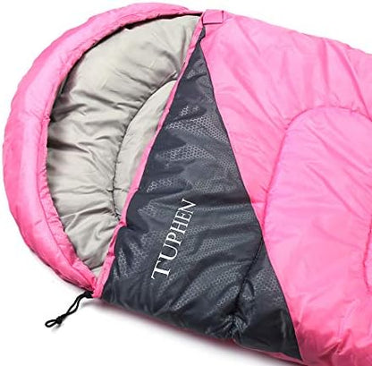 tuphen- Sleeping Bags for Adults Kids Boys Girls Backpacking Hiking Camping Microfiber Liner, Cold Warm Weather 4 Seasons Indoor Outdoor Use, Lightweight & Waterproof