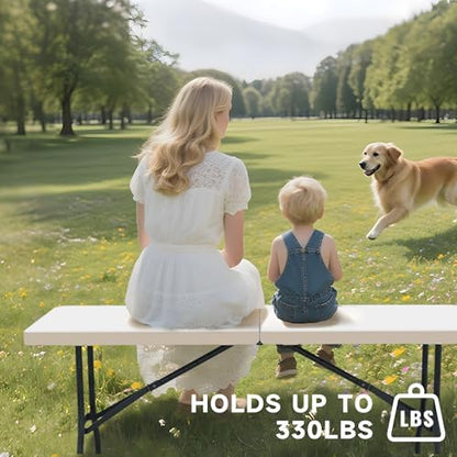 Folding Table 6 Foot - Heavy Duty 330LBS Capacity, Sturdy & Foldable Design with Safety Lock - Portable Tables Folding for Camping, Party, Indoor & Outdoor Use (Standard, 10 Pack)