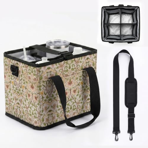 Vintage Floral Print Portable Softside Cooler Bag,Leakproof Lining