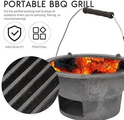 DOITOOL Cast Iron Charcoal Stove Outdoor Portable Bbq Stove for Camping Backyard Grilling and Picnic Cooking 8.26 X 8.26 X 4.33 in 1