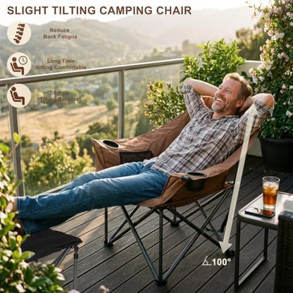 2 Pack Oversized Camping Chairs for Adults Heavy Duty