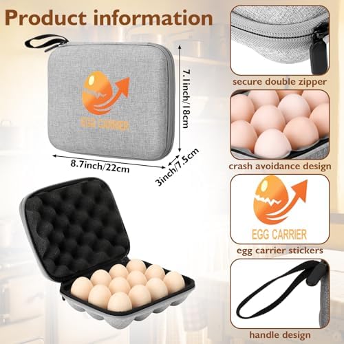 Geelin 2 Set 12 Egg Containers for Camping with Lid, Oxford Cloth, Grey