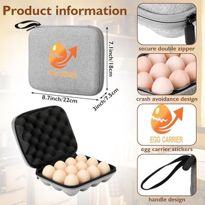 Geelin 2 Set 12 Egg Containers for Camping with Lid, Oxford Cloth, Grey