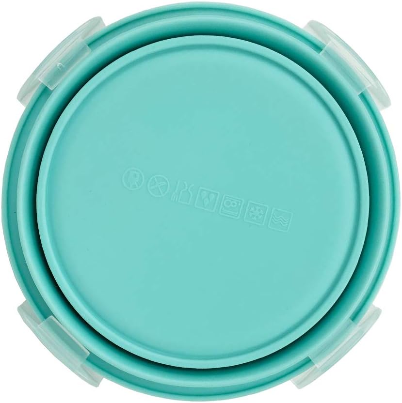 Collapsible Bowl Silicone Collapsible Container Food Storage Containers Collapsible Camping Bowl for Travel Camping Hiking with Airtight Plastic Lids and 2Pack Silicone Dish Sponges- Blue, 800ml