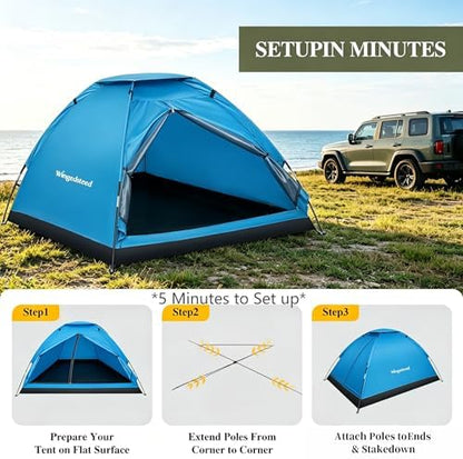 1-2 Person Camping Tent, Easy Manual Setup Dome Tent, Waterproof Windproof Lightweight Backpacking Tent with Breathable Mesh for Hiking, Outdoor Travel & Beach