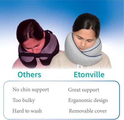 Memory Foam Travel Pillow | Provides Real Support for Head, Neck and Chin | Best Firm Airplane Pillow for Long Flights