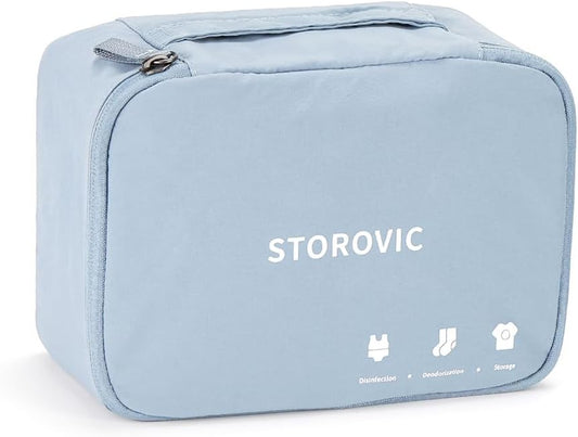 Travel Packing Cubes: Water-Resistant, Odor-Eliminating, Soft & Portable Luggage Organizer Bags for Socks, Underwear, and Gym Gear - Space-Saving, Blue（12.6” × 8.5” × 4.7”） M