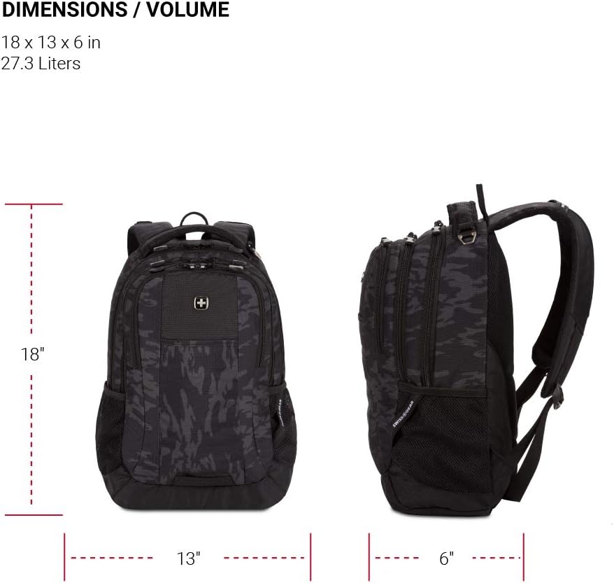 SwissGear Cecil 5505 Laptop Backpack, Black Cod/Camo, 18-Inch