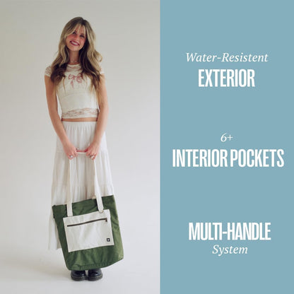 Thread Wallets Utility Tote – Large Travel Tote with Multi-Pocket Design, Laptop Compartment & Work Bag for Women