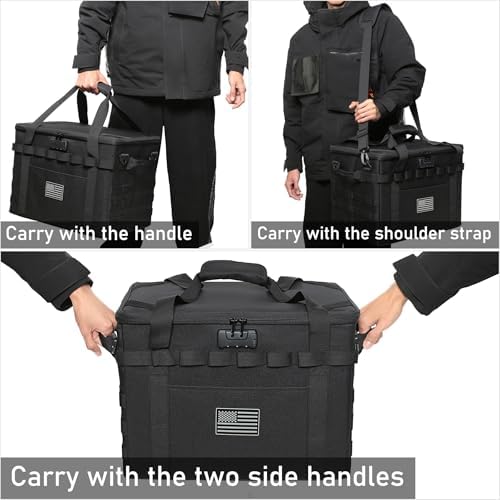 Tactical Camping Storage Bag Utility Tote Bag Camp Kitchen & Trunk Organizer with Combination Lock and Shoulder Strap
