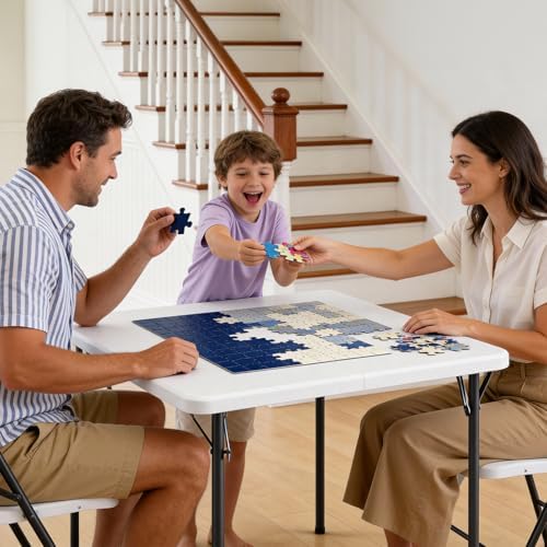 Folding Table 2 Pack, 36 Inch Square Foldable Card Tables, No Assembly Portable Folding Tables, Heavy Duty Fold-in-Half Tables with Carry Handles for Camping, Picnic, Parties, RV Travel & Indoor Use