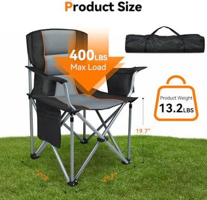 Camping Chairs, 2 Pack Oversized Heavy Duty Fully Padded Folding Chairs