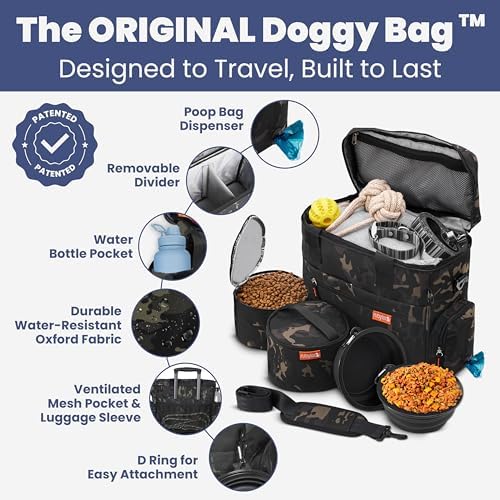 Rubyloo Original Doggy Bag™ Dog Travel Bag for Supplies with Travel Bowls