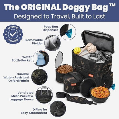 Rubyloo Original Doggy Bag™ Dog Travel Bag for Supplies with Travel Bowls