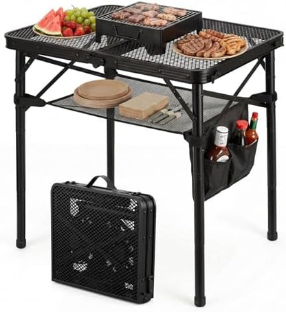 Folding Grill Table, 24 x 16 in Portable Camping Table for Picnic