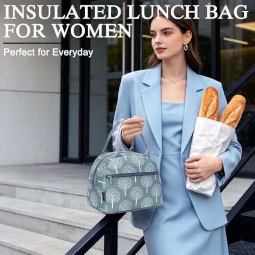FlowFly Lunch Bag for Women Insulated Lunch Box Corduroy Lunch Tote Cooler for Travel Work Picnic, Dandelion