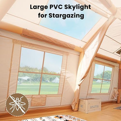 Inflatable Tents for Camping, Large Blow Up Tent with Hand Pump, Easy Setup InflatableTent 4 Season Tent, Waterproof Oxford Air Glamping Tents for Camping Adult 4/6/8/10/12 Person