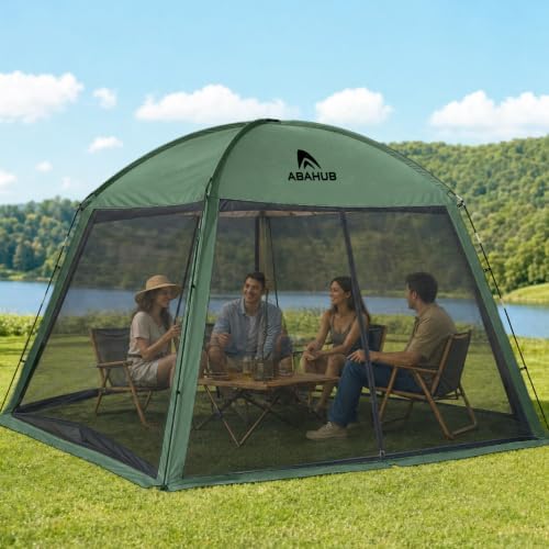 Abahub Portable Screen House Tent for 4-6 Person, 9.8x9.8x6.7 ft, Green