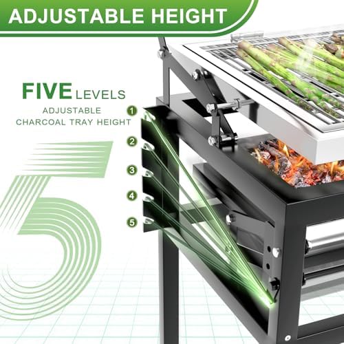 Rotating Flip Charcoal Grill for Outdoor Camping BBQ Cooking