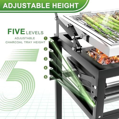 Rotating Flip Charcoal Grill for Outdoor Camping BBQ Cooking