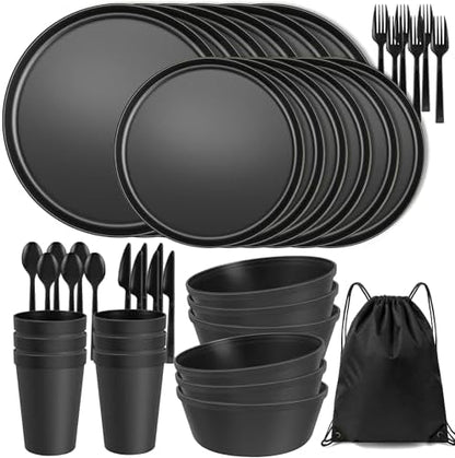 42 Piece Dinnerware Set for 6, Unbreakable Plates and Bowls Sets